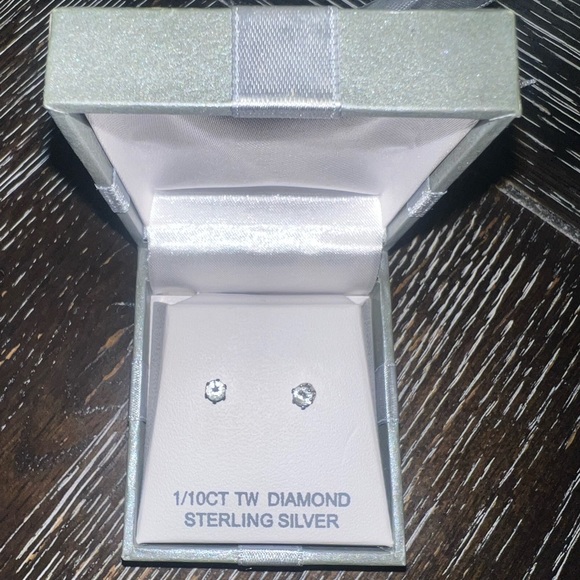 Diamond sterling Silver Earrings - Picture 2 of 3